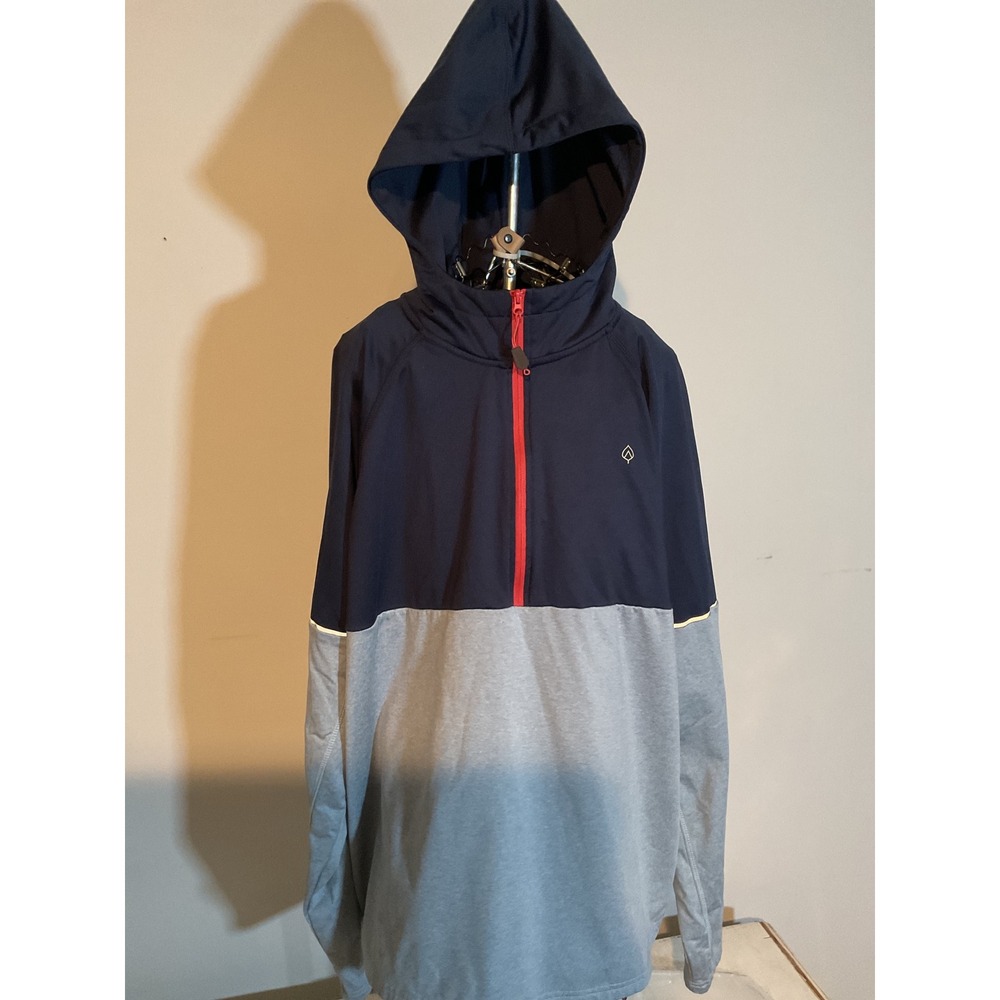 Aspen Mens XL Quarter Zip Hooded‎ Pullover Colorblock Navy Grey Orange AS33KT38